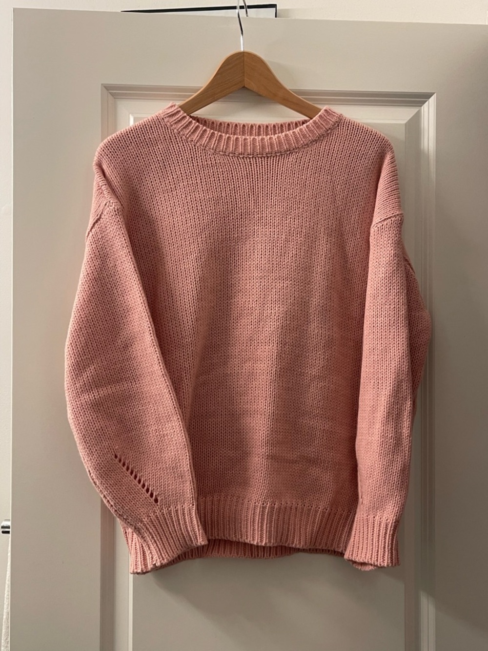 Relaxed Crewneck Wool blend Sweater in Soft Pink